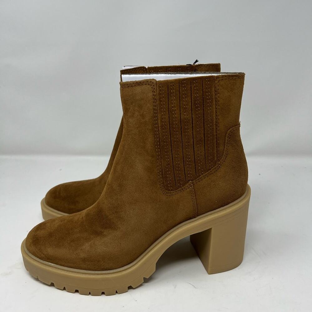 Dolce Vita Caster H2O Booties Camel Heeled Boot Suede Maximalist NIB 9 - Picture 4 of 6
